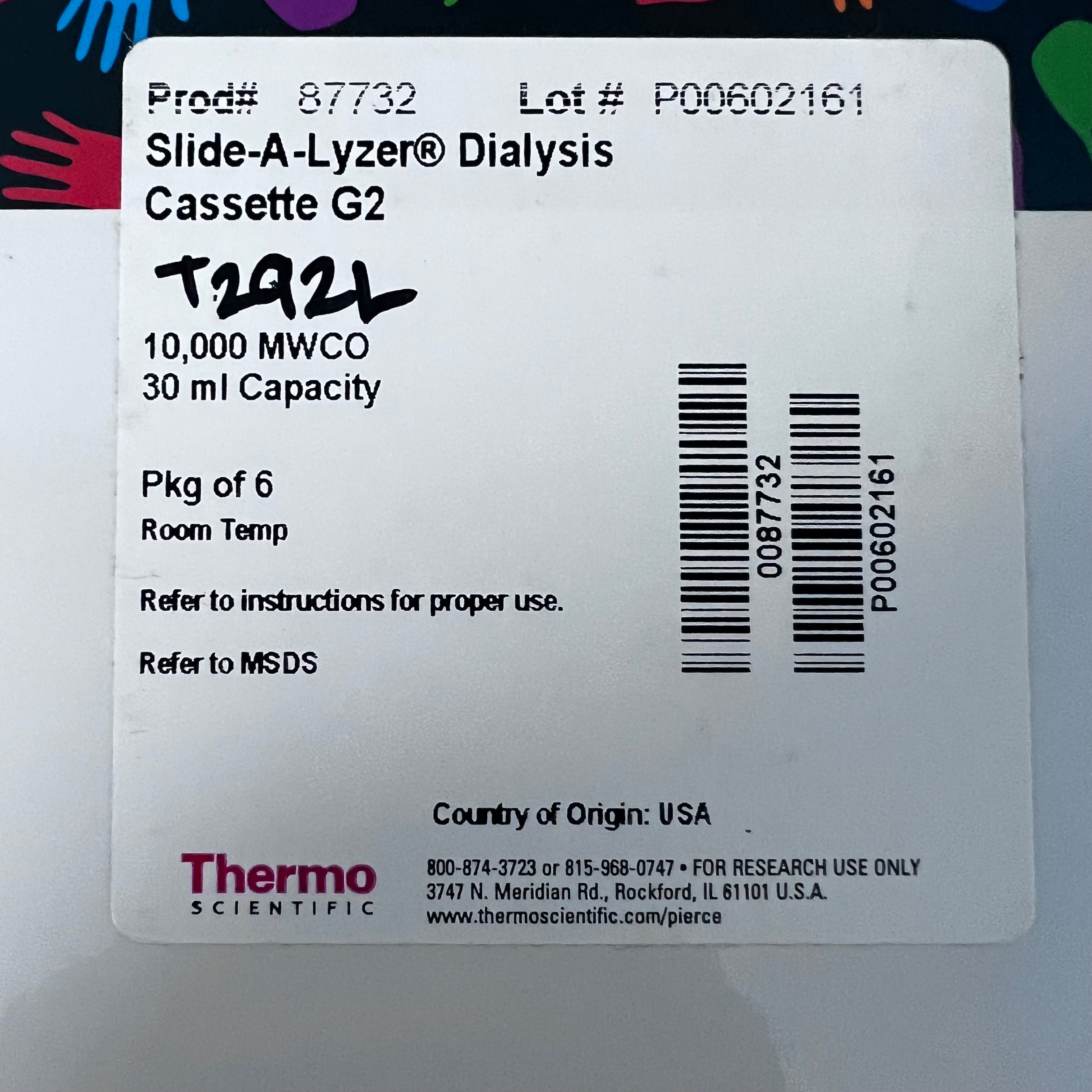 Thermo Scientific 87732 Slide-A-lyzer G2 Dialysis Cassettes 10k MWCO (5/case)