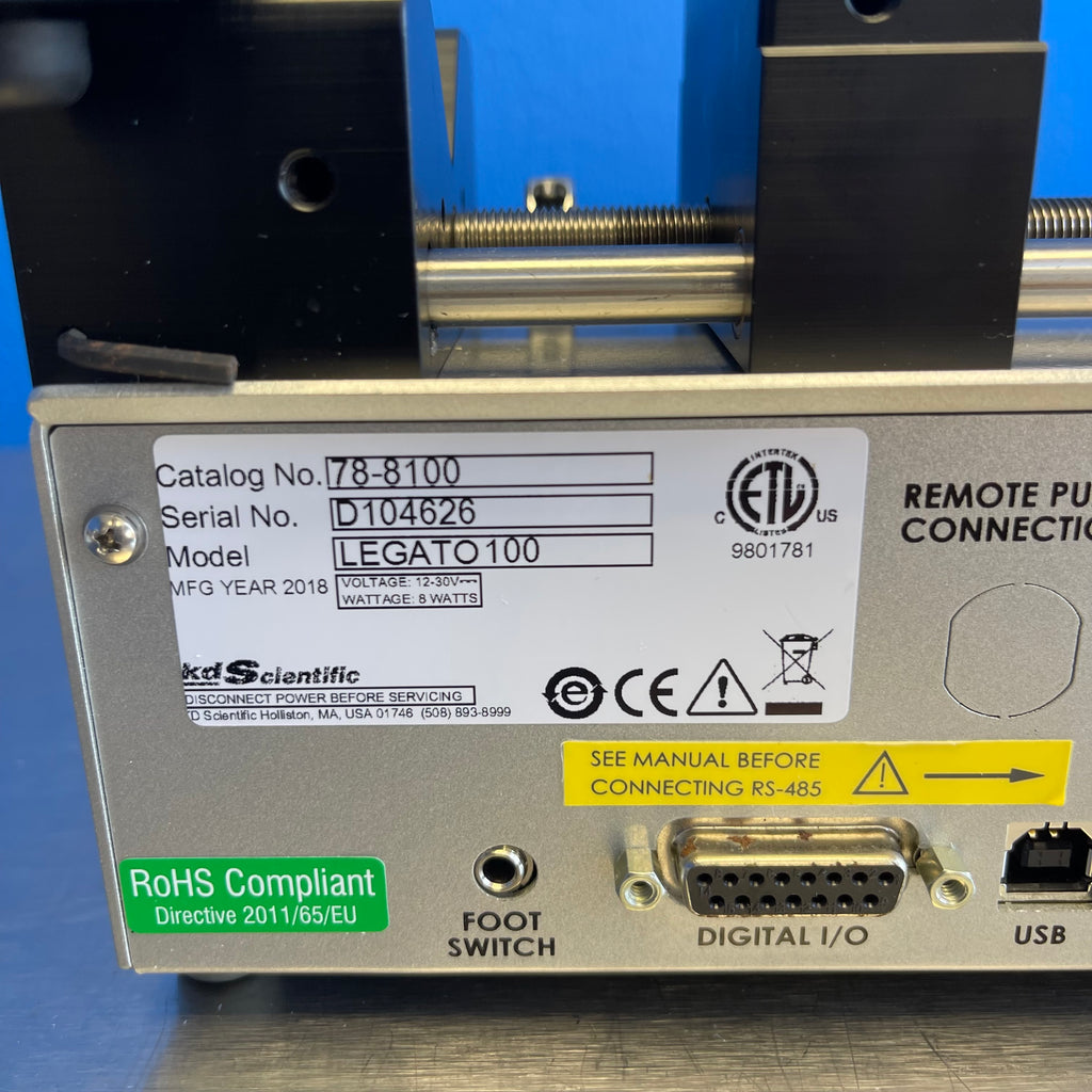 KD Scientific KDS Legato 100 Syringe Pump Single Syringe Infusion Pump Touch HMI