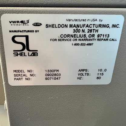 VWR / Sheldon Manufacturing Shel Lab 1330FM Forced Air Safety Oven, PN: 9071047