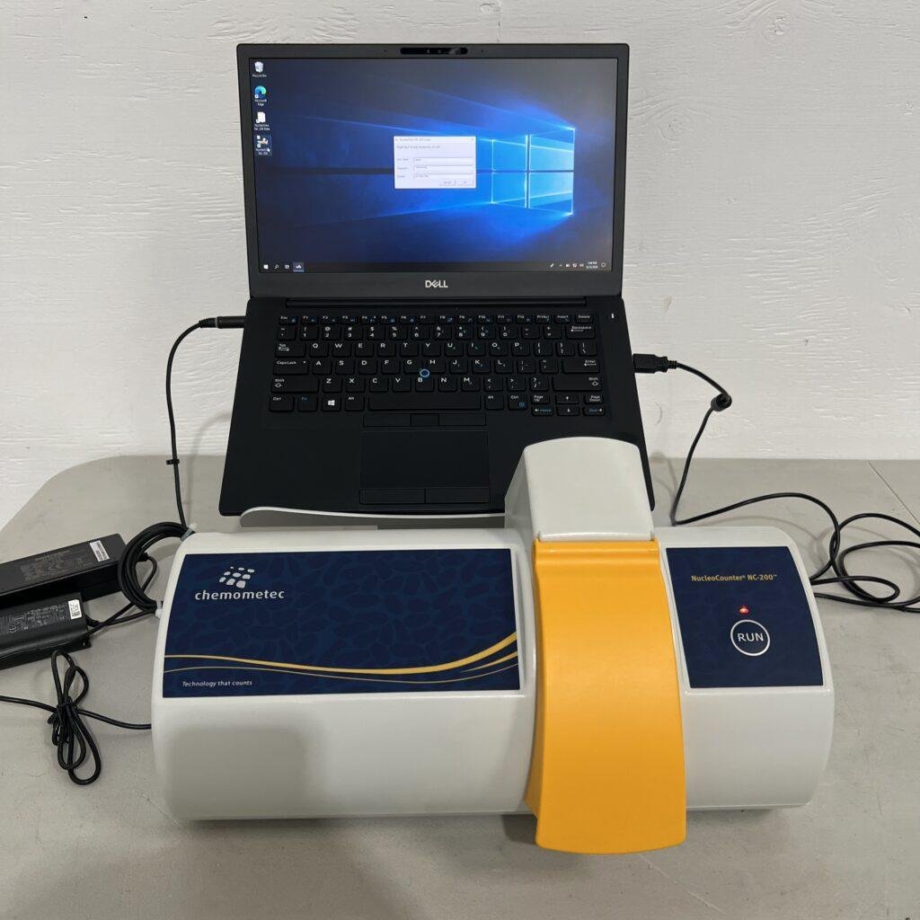 ChemoMetec NC-200 NucleoCounter automated cell counter with laptop front view